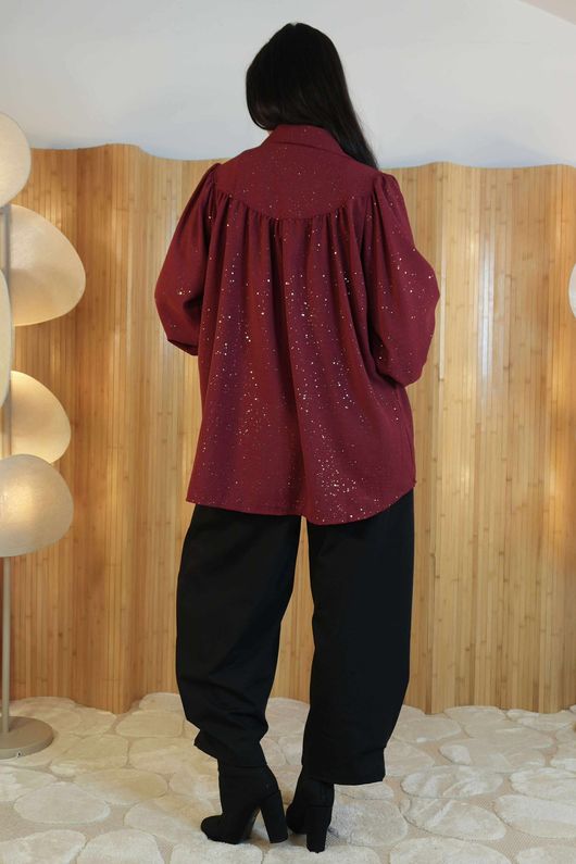Suki Night Sky Peasant Blouse Burgundy